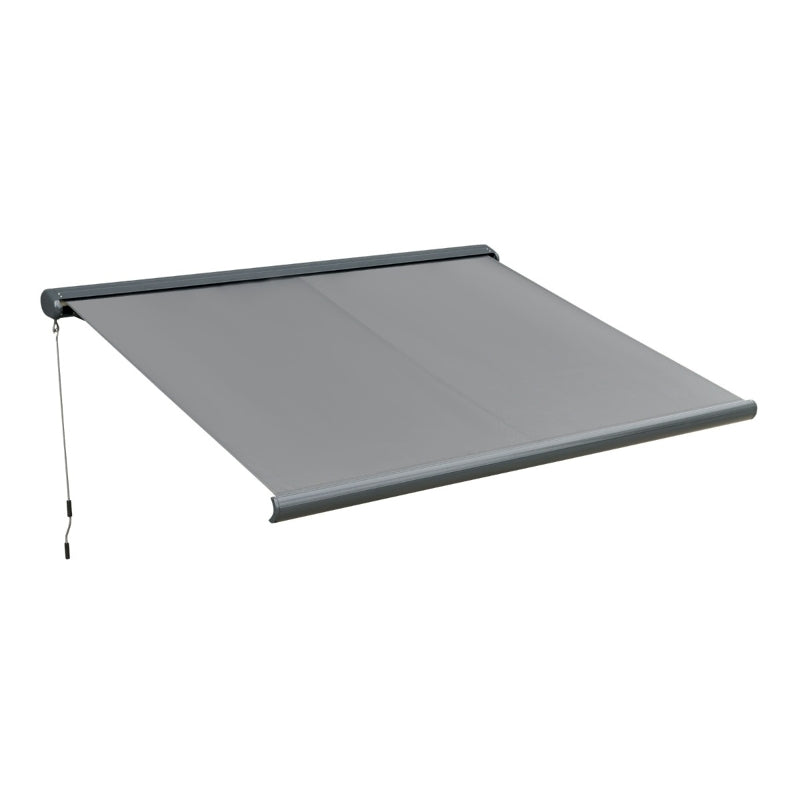 Grey 3.5m x 3m Electric Awning With LED Lights - Fully Retractable
