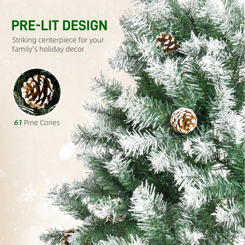 6FT Artificial Christmas Tree with Pine Cones - Automatic Open Holiday Decoration for Festive Home - Green Xmas Tree