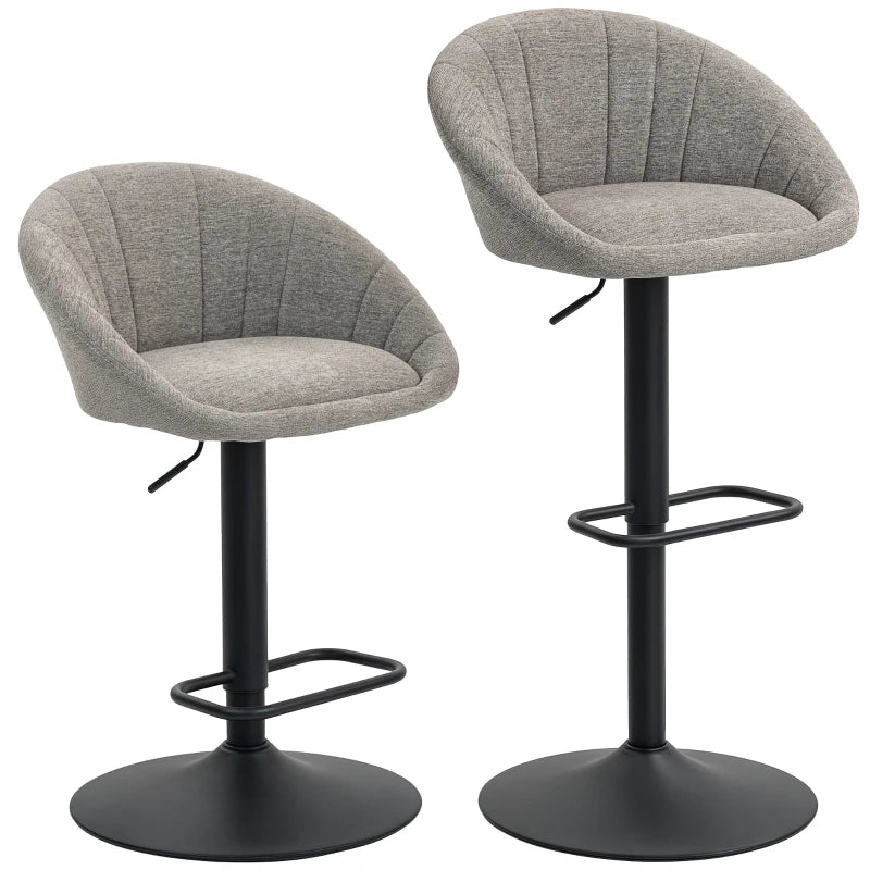 Set of 2 Grey Relaxed Tub Bar Stools - Modern Design, Comfortable Seating for Kitchen or Home Bar