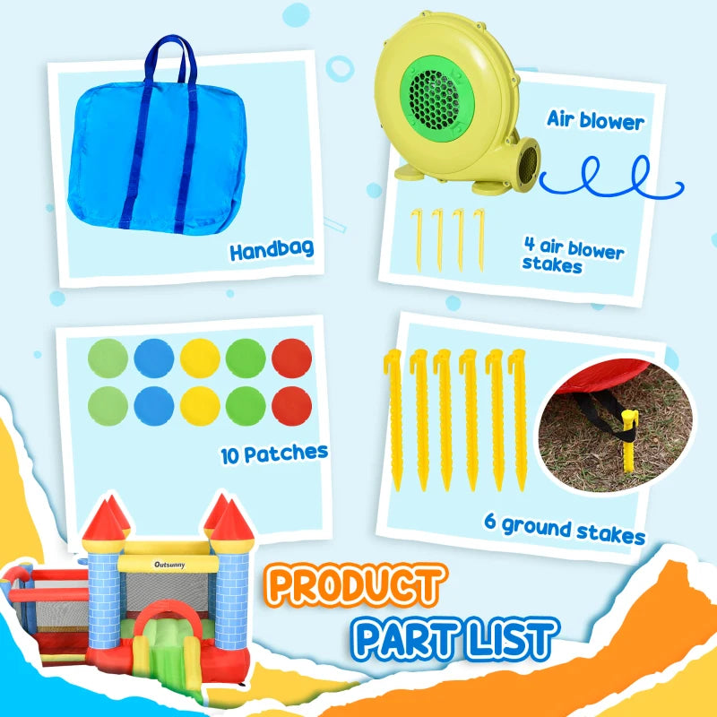 Inflatable Bounce Castle with Slide and Pool for Kids Ages 3-10 Fun Outdoor Activity