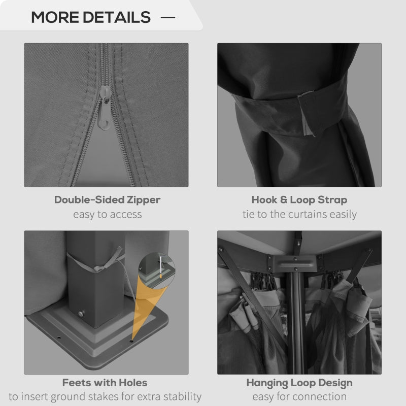 3m x 3m Grey Gazebo With Aluminium Frame