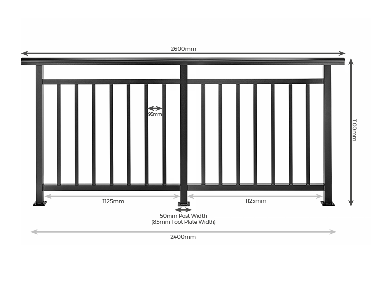 Handrail Balustrade - Powder Coated Aluminium