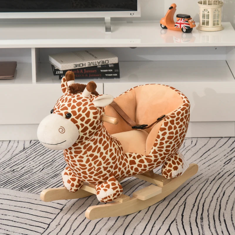 Giraffe Rocking Horse Toy for Kids - Safe Seat Belt for Toddlers - Perfect Baby Gift for Playtime