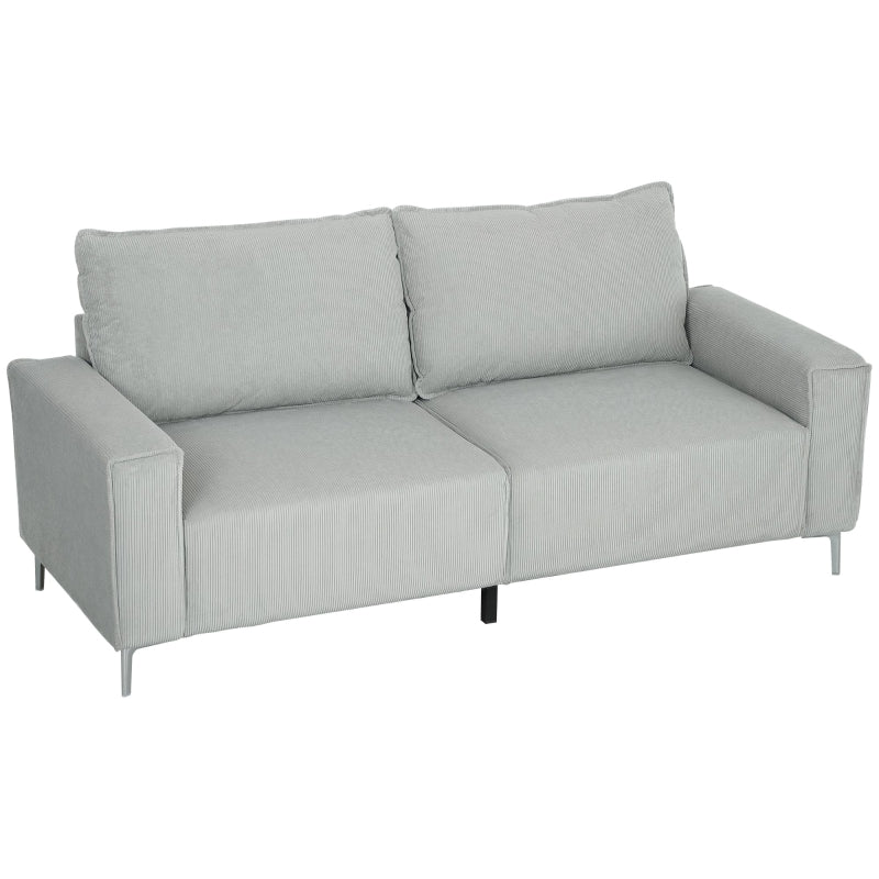 Light Grey Three-Seater Corduroy Sofa for Stylish Living Room Comfort