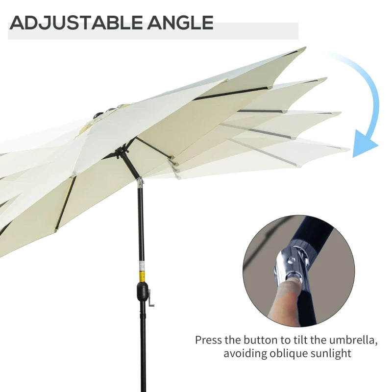 Beige 3m Tilt Garden Umbrella with 8 Ribs and Crank Handle