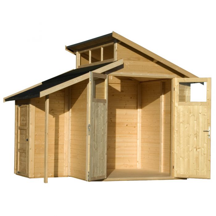 7x10 Paramount Skylight Shed With Store - Unpainted Natural