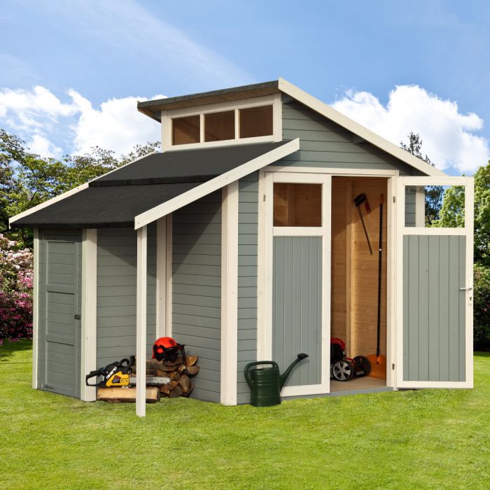 7x10 Paramount Skylight Shed With Store - Light Grey