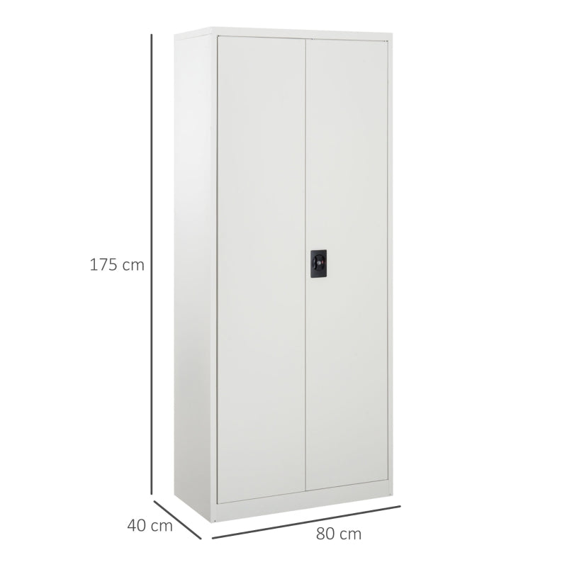 Lockable Filing Cabinet with Adjustable Shelves for Office Storage White