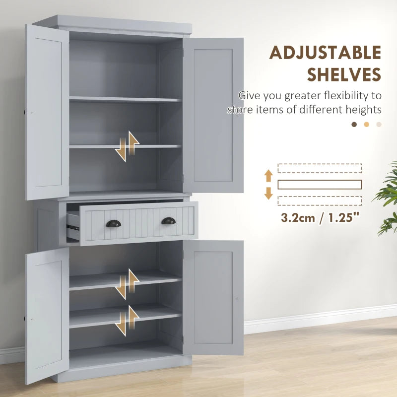 Freestanding Multi-Storage Kitchen Cabinet in Stylish Grey for Organized Cooking Space