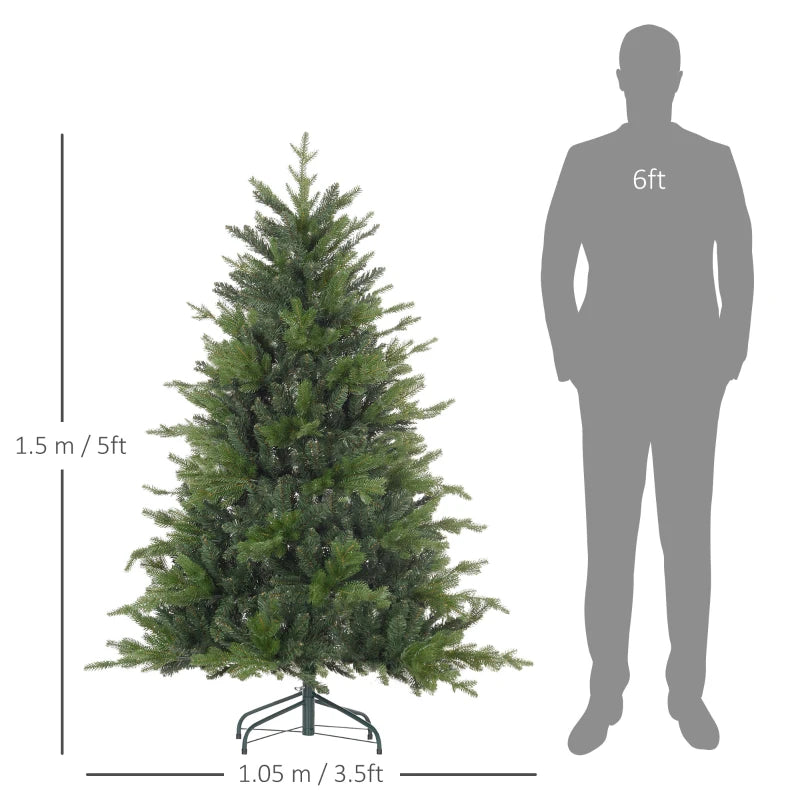 5ft Green Bare Artificial Christmas Tree with 1309 Tips - Perfect for Holiday Decor and Festive Celebrations