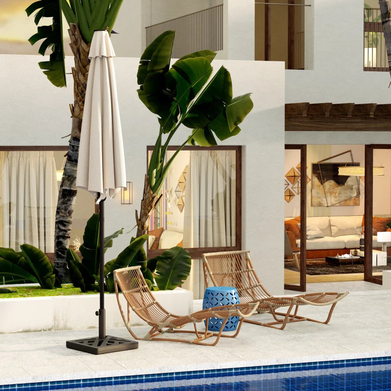 15kg HDPE Black Garden Parasol Base - Outdoor Umbrella Stand with Cut-Out Design for Deck and Poolside