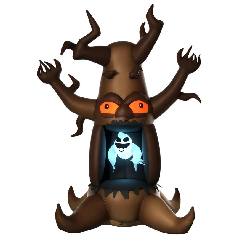 8FT Halloween Inflatable Tree with Floating Ghost & LEDs - Scary Outdoor Indoor Yard Garden Party Decoration