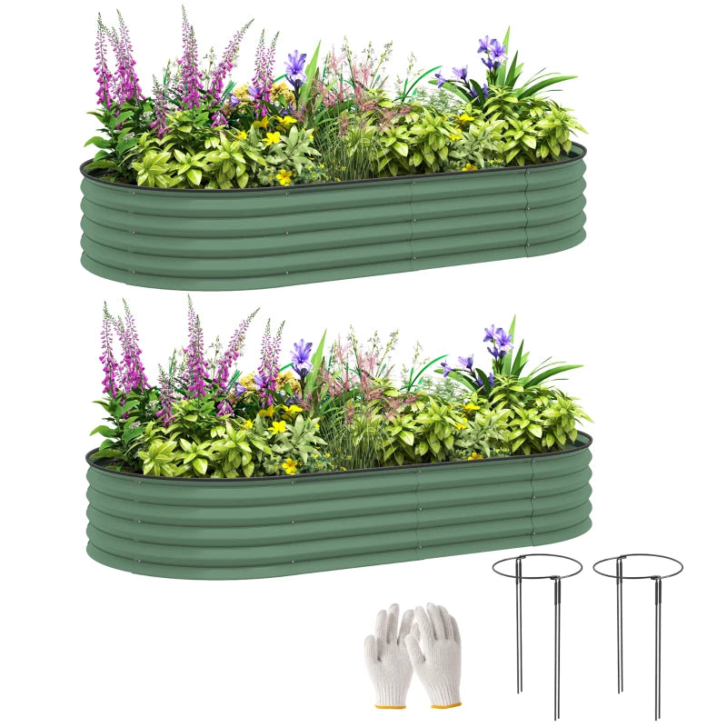 Set of Two 181 x 93cm Green Steel Planters