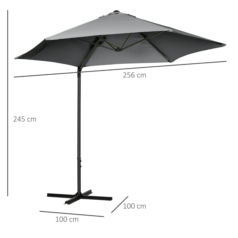 Dark Grey 2.5M Rotating Cantilever Patio Umbrella with Cross Base