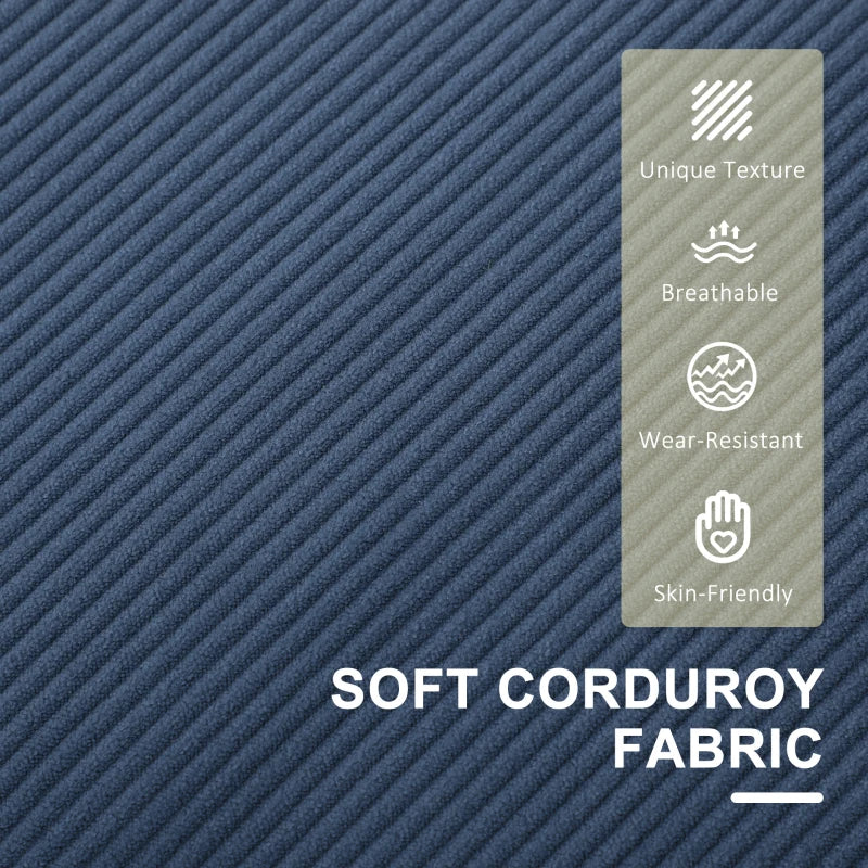 Small Blue Corduroy Two-Seater Sofa for Compact Living Spaces