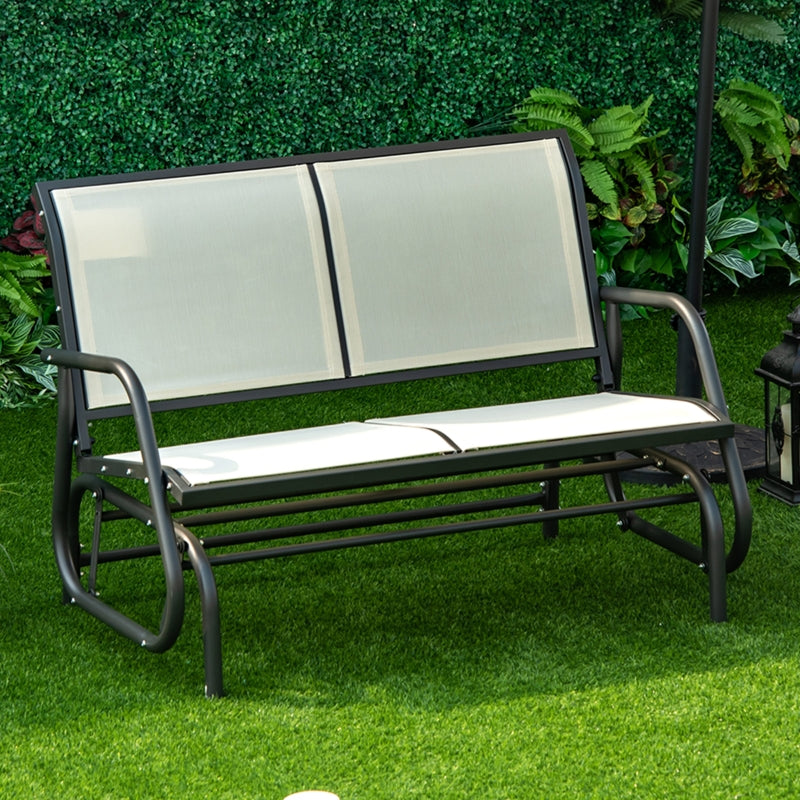 Cream 2-Person Outdoor Glider Loveseat