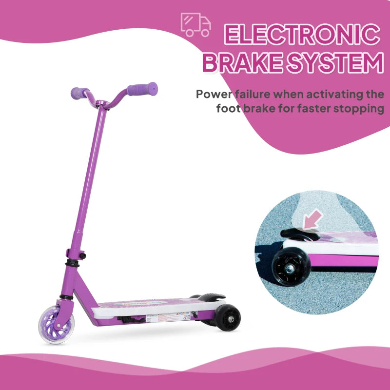 Electric Scooter for Kids 4-7 Years with LED Lights and Rear Wheels Purple