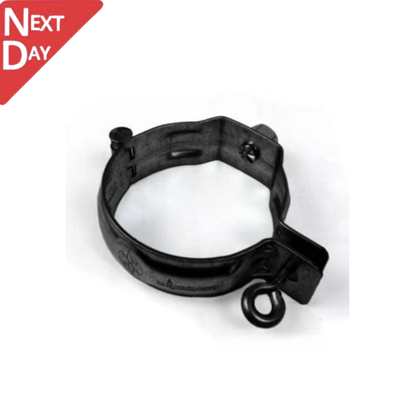 100mm Black Galvanised Steel Downpipe Bracket with M10 Boss - for use with M10 Screw (not included)