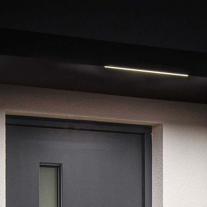 Aluminium Canopy with 2 Posts and LED Strip-light - RAL 7016 Anthracite Grey - Next Day Delivery