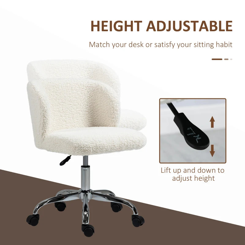 Ergonomic White Office Chair with Adjustable Height, Rolling Wheels, and Modern Design for Home and Office Use