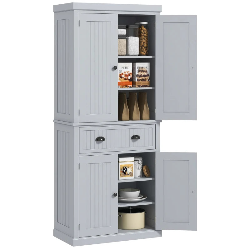 Freestanding Multi-Storage Kitchen Cabinet in Stylish Grey for Organized Cooking Space