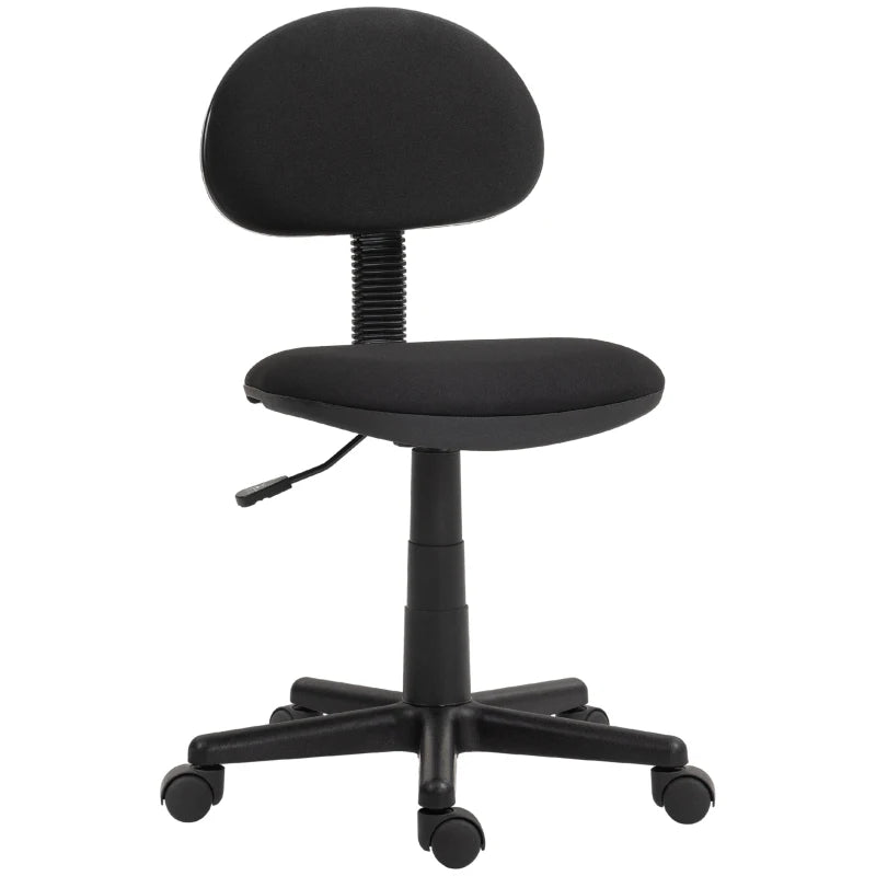 Ergonomic Small Armless Office Chair - Stylish Black Design for Home & Office Use - Compact & Comfortable Seating