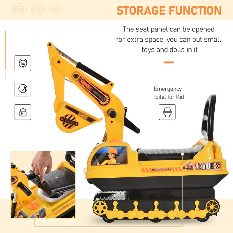 Ride-On Excavator Toy for Kids - Movable Digger Walker Construction Truck for Ages 3+ - Fun Outdoor Play