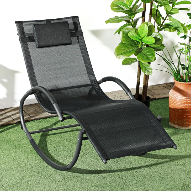 Black Zero Gravity Rocking Chair with Pillow