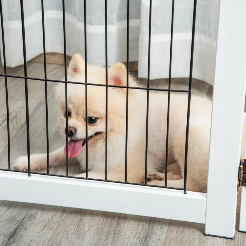 Freestanding Folding 4-Panel Pet Gate - Adjustable Dog Barrier with Support Feet for Puppies and Small Dogs