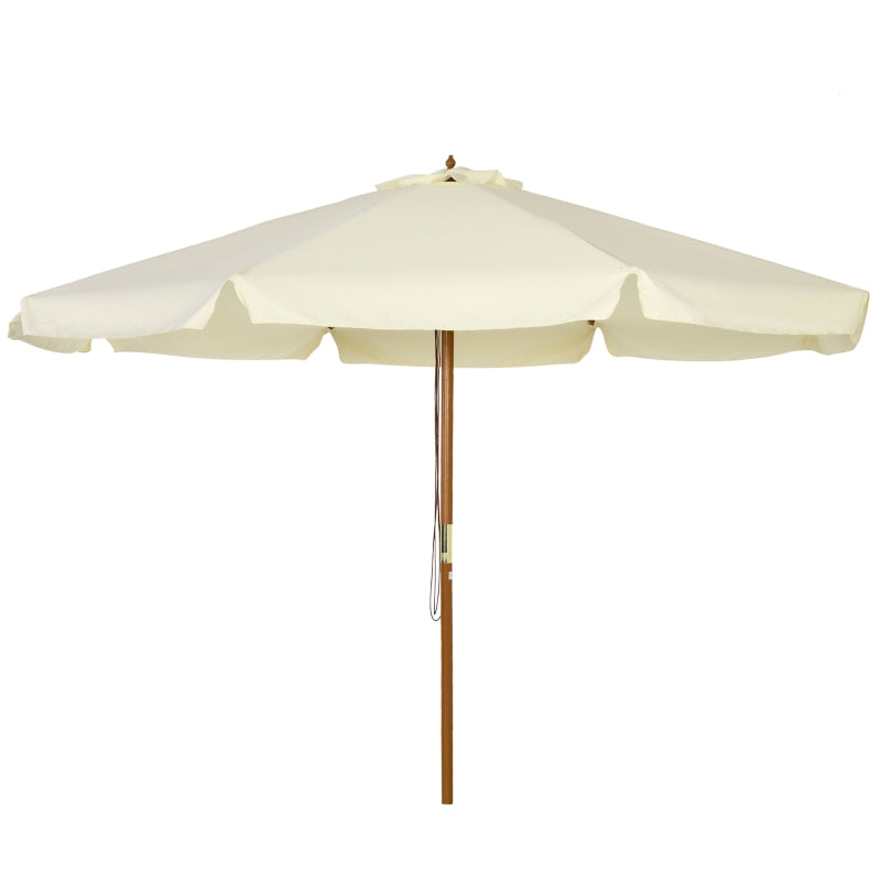 Beige Garden Patio Umbrella with Bamboo Ribs and Ruffles