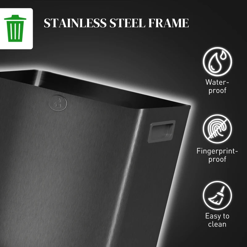 30L Dual Compartment Stainless Steel Trash Bin with Deodoriser Holders - Stylish Black Waste Solution for Home & Office