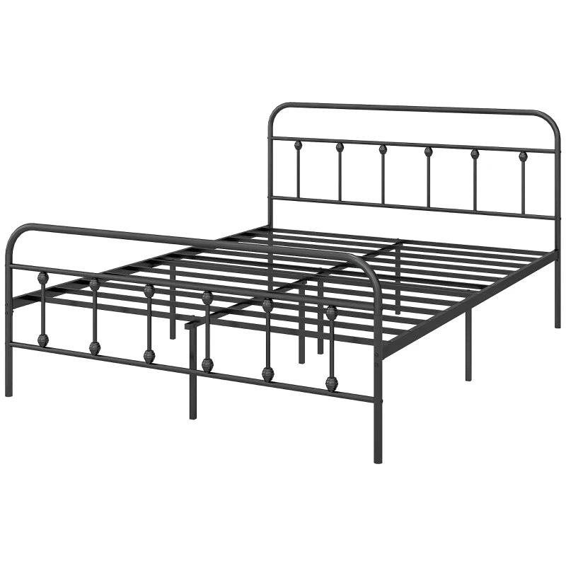 Double Minimalistic Black Metal Bed Frame - Stylish, Durable, Modern Design for Bedroom - Easy Assembly, Space-Saving Solution