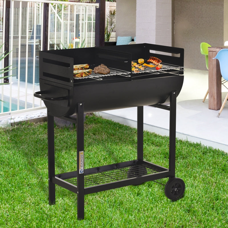 Black Steel Charcoal BBQ with Wheels