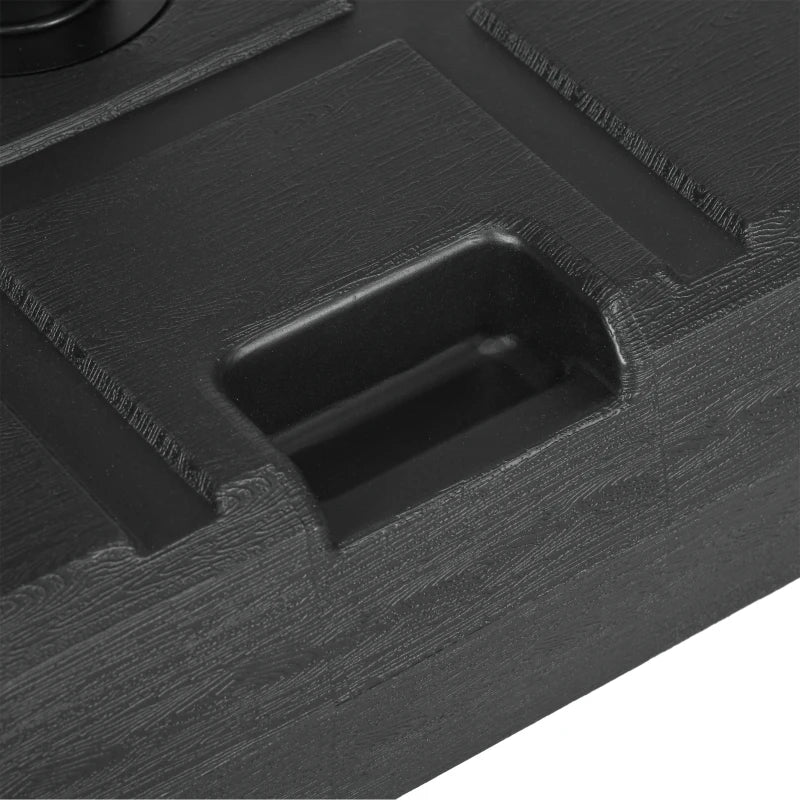 Black Square Umbrella Base with Wood Effect - 40kg Plastic Stand for Outdoor Patio Umbrella