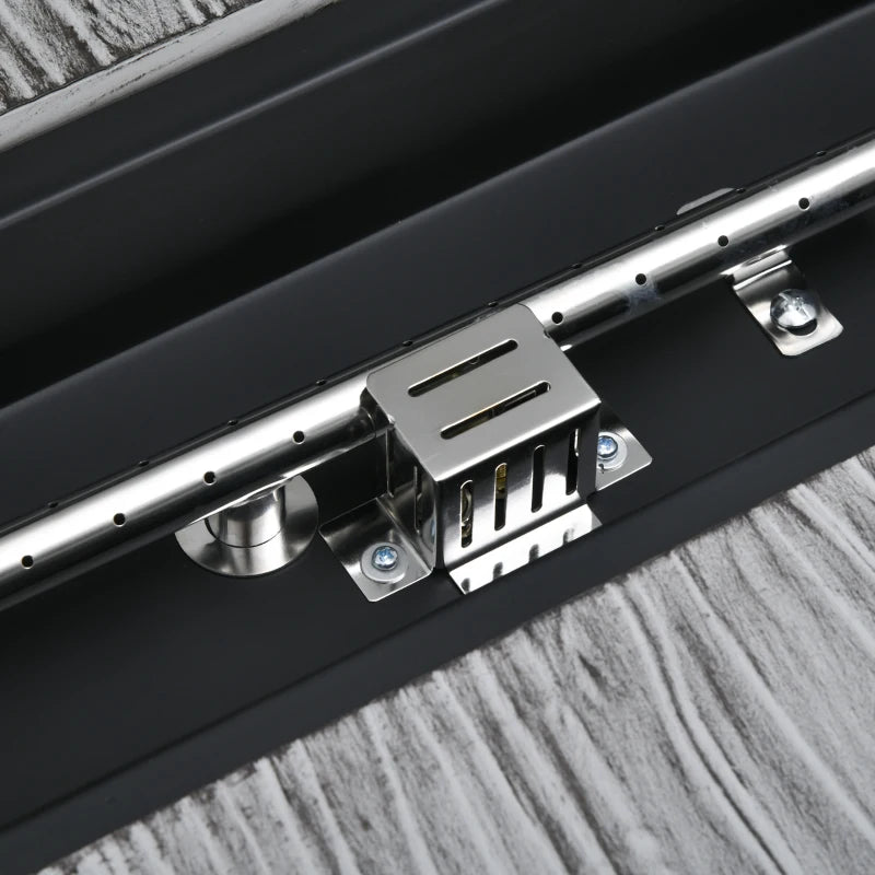 50,000 BTU Grey Gas Fire Pit Table with Cover & Glass Screen - Outdoor Heating Solution for Patios & Backyards