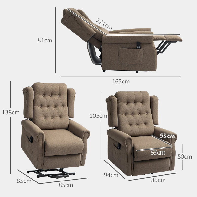 Dark Brown 45° Lifting Riser Recliner Armchair for Comfort and Support