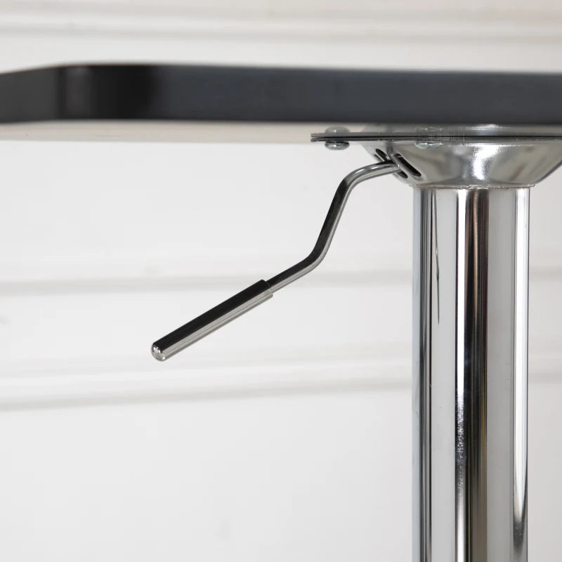 Modern Height Adjustable Counter Bar Table with 360° Swivel Top & Electroplated Metal Base - Black & Silver Pub Desk
