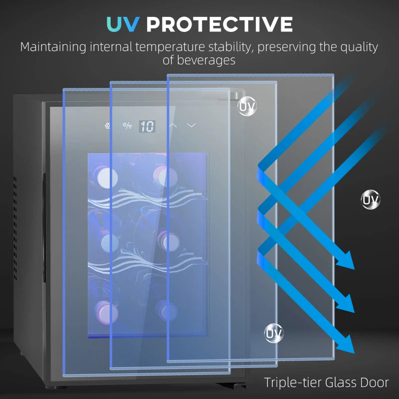 Compact 6-Bottle 8-18 Countertop Wine Fridge - Sleek Black Design for Home & Office Wine Storage