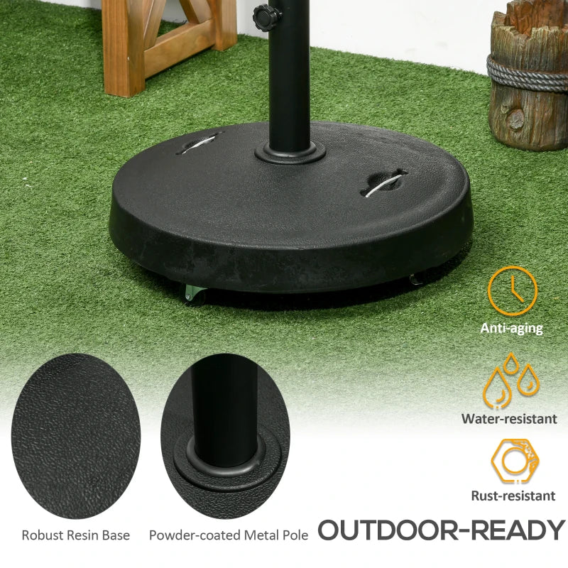 Black Resin Garden Parasol Base with Wheels and Handles, 23.5kg