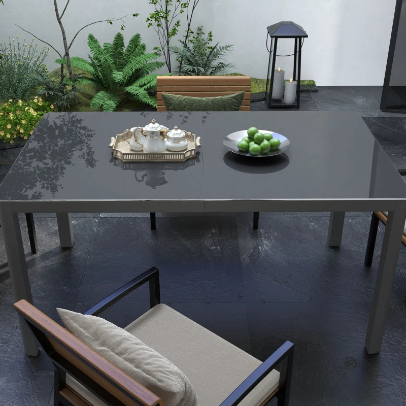 Grey Aluminium Glass Table - 150cm x 88cm