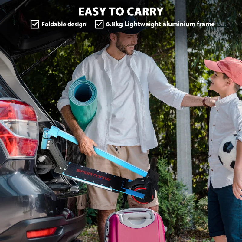 Folding Electric Scooter for Kids with Dual Brakes Front Suspension and LED Lights Blue