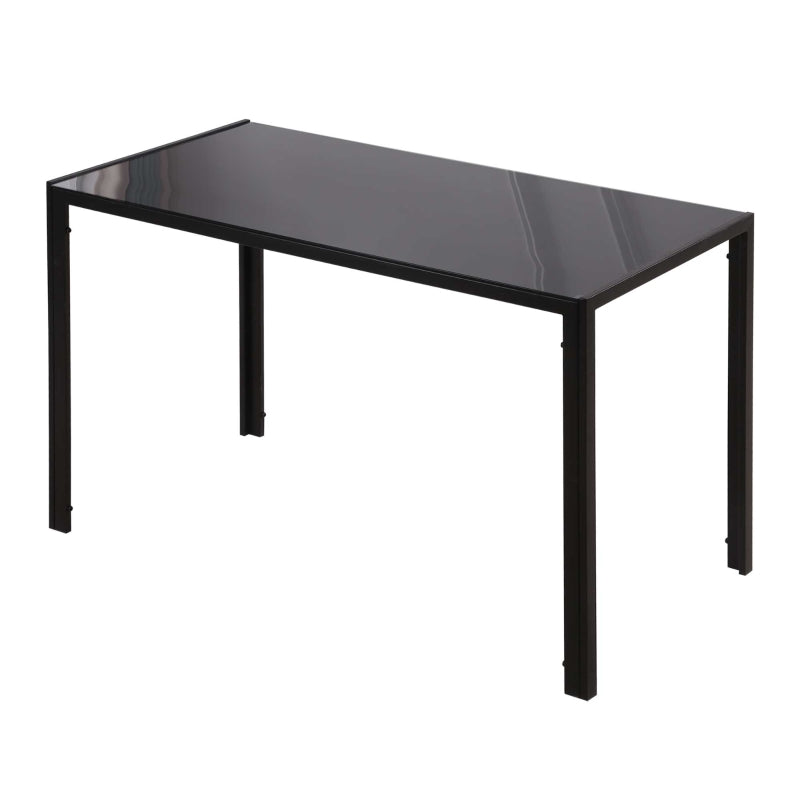 Modern Rectangular Glass Dining Table for 4 - Tempered Glass Top & Metal Legs for Kitchen & Living Room