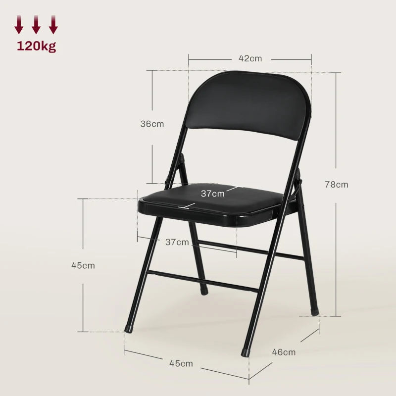 Set of 4 Black Cushioned Folding Chairs for Indoor and Outdoor Use
