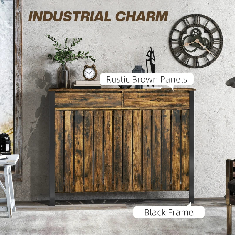 Rustic Style 93 x 119cm Radiator Cover in Brown and Black Finish