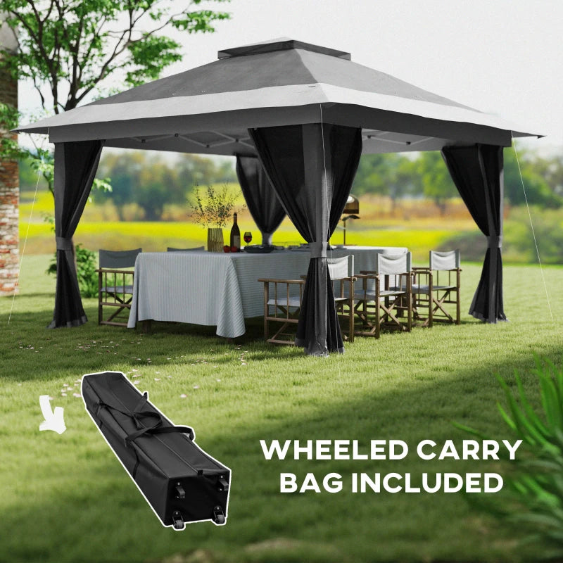 Durable 3.6 x 3.6m Grey Pop-Up Gazebo with Accessories