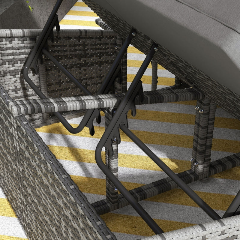 Grey Rattan 2-Seater Day Bed with Fire Retardant Cushions