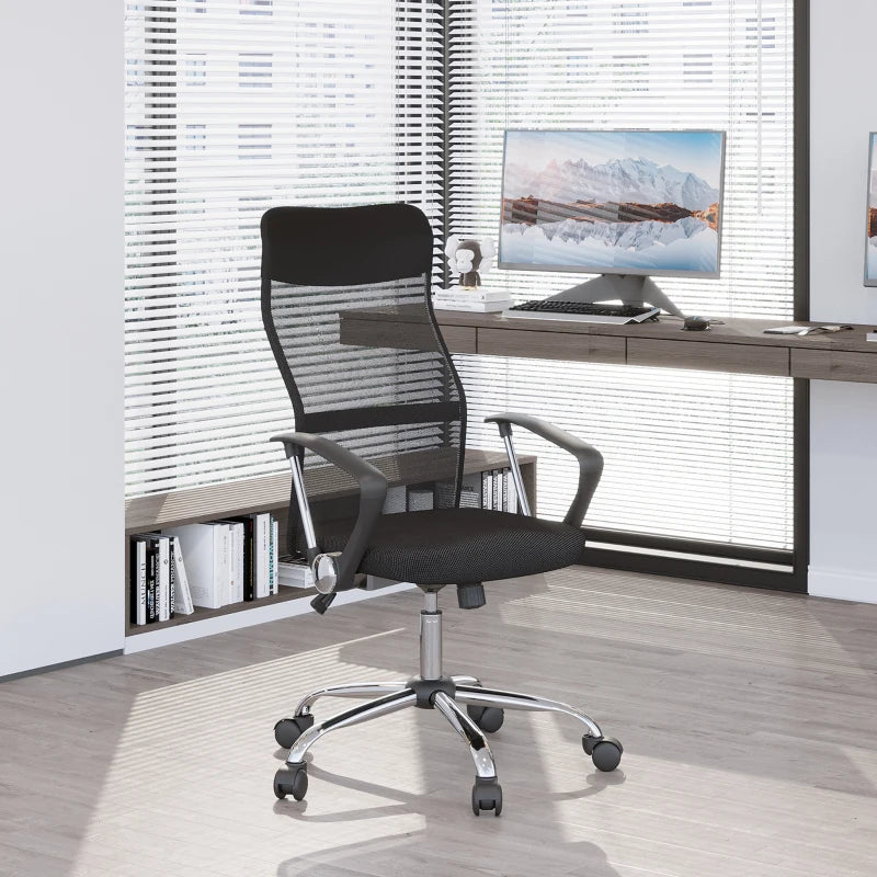 Ergonomic Mesh Office Chair with Adjustable Height and Tilt Function in Black