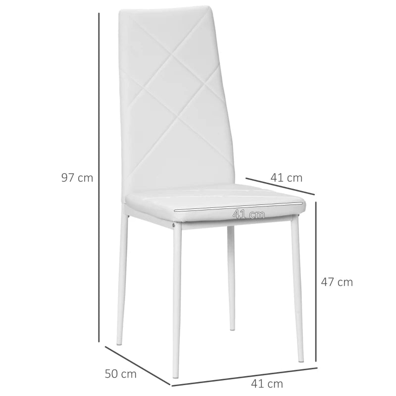 Set of 4 Modern White Faux Leather Dining Chairs - Stylish, Comfortable, Easy to Clean for Dining Room or Kitchen