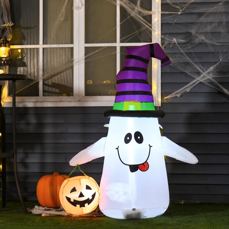 1.2m Witch Ghost Halloween Inflatable Decoration with LED Lights - Weather-Resistant Pumpkin Lantern for Indoor & Outdoor Fun