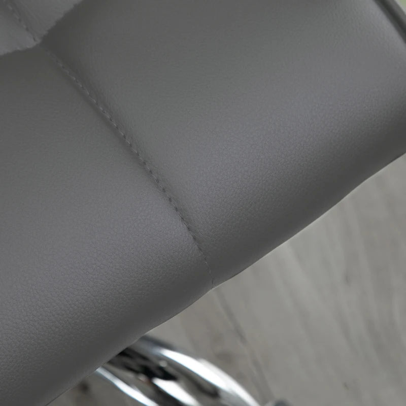 Vinsetto Grey PU Leather Office Desk Chair - Adjustable Mid Back Computer Chair with Armrests & Swivel Wheels